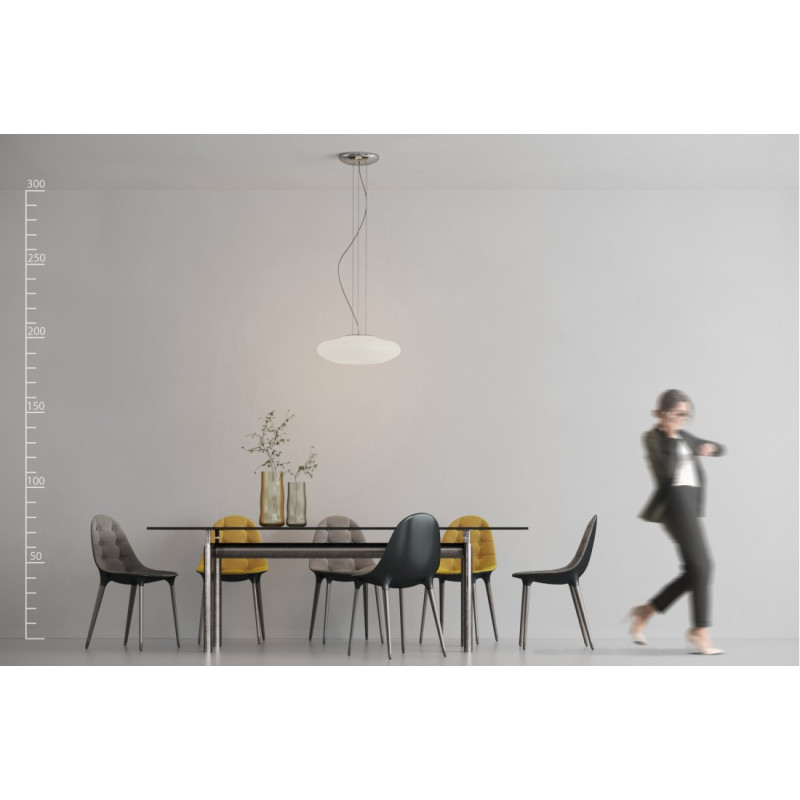 Lampe Suspendue avec abat-jour PIRES 50 E27 3x60W blanc, chrome