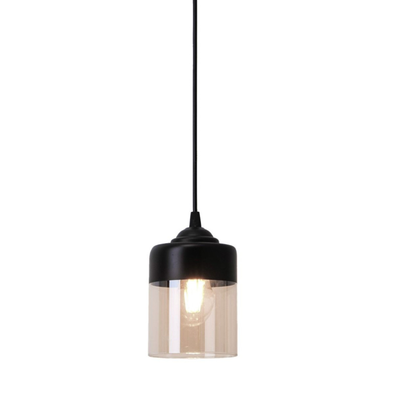 Suspension luminaire design PORTO E14 - noir / transparent