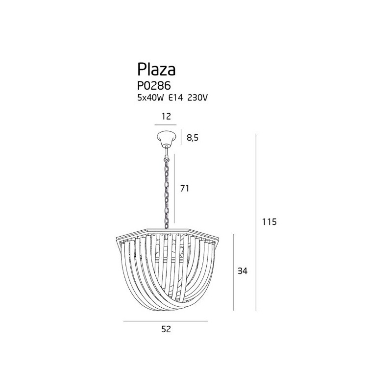 Lampe suspendue PLAZA 5xE14 - chrome / transparent Cristal