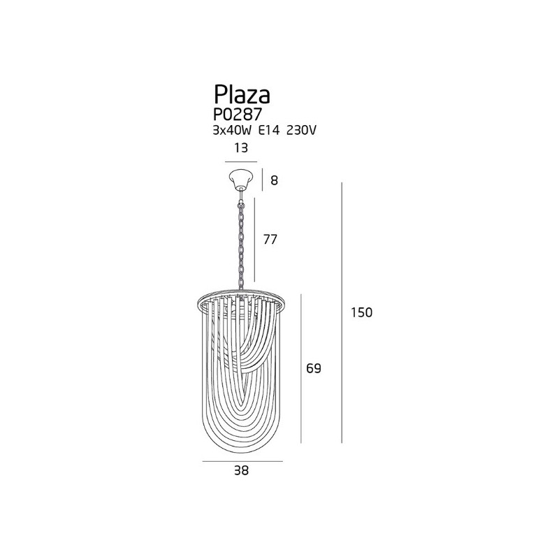 Lampe suspendue PLAZA 3xE14 - chrome / transparent Cristal