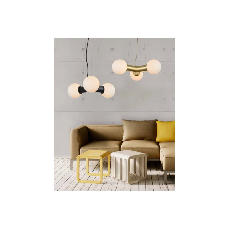 Suspension luminaire design POPE 3xE27 - or / blanc