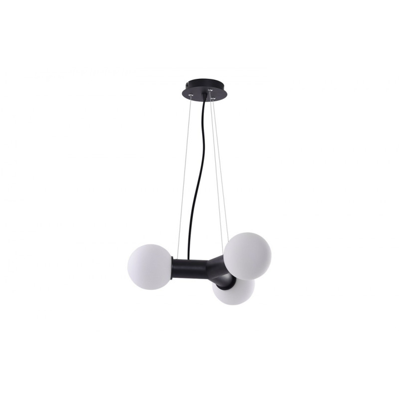 Suspension luminaire design POPE 3xE27 - noir / blanc