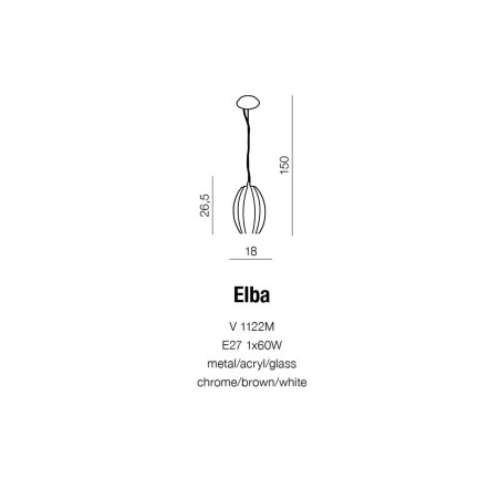 Suspension design ELBA E27 60W marron, blanc