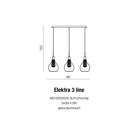 Suspension design ELEKTRA 3 G9 3x40W chromé