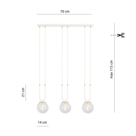 Lampe Suspendue design GLAM 3xE14 - blanc / transparent