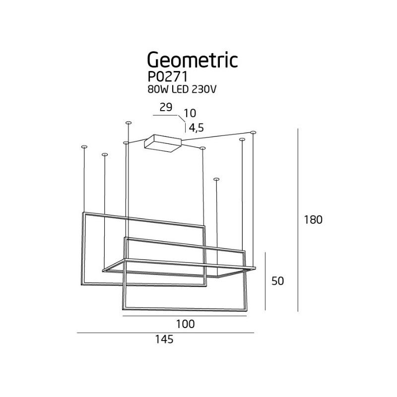 Luminaire Design suspendue GEOMETRIC LED 80W 3000K DIM - noir