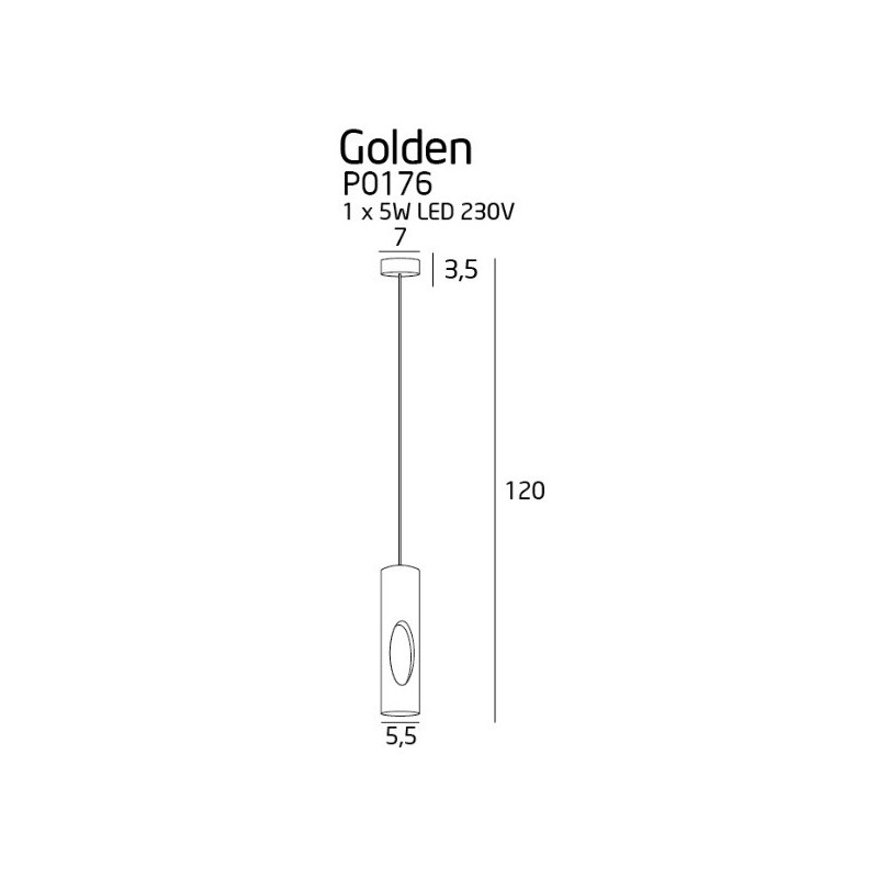 Luminaire Design suspendue GOLDEN LED 5W 3000K - noir / or