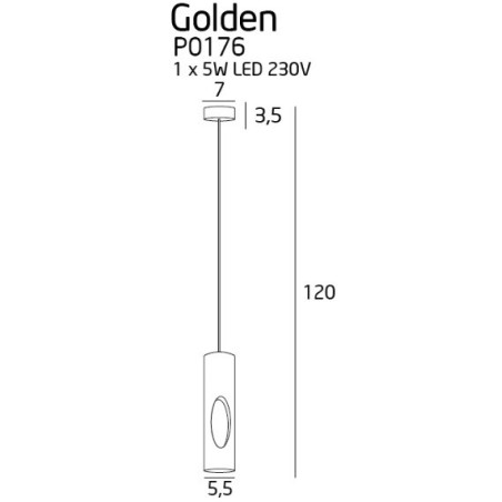 Luminaire Design suspendue GOLDEN LED 5W 3000K - noir / or