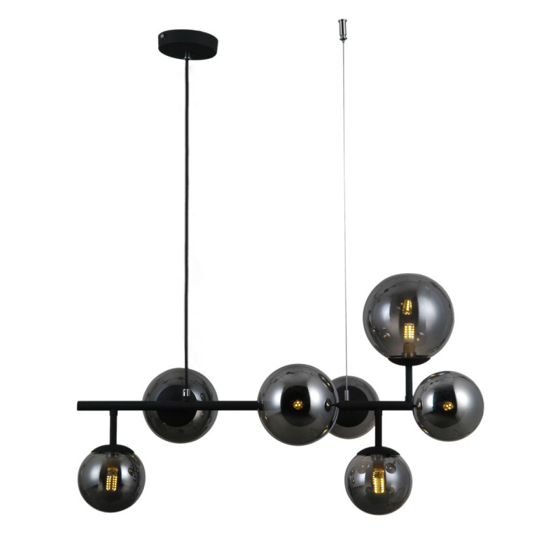 Suspension luminaire design FRONTERA 7xG9 - noir / fumé