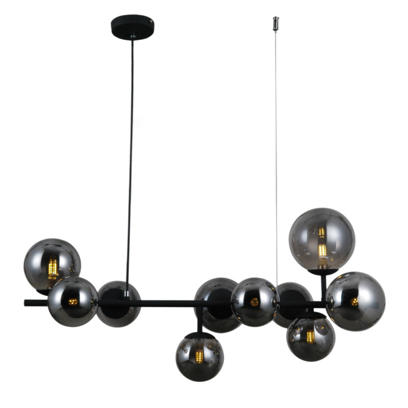 Suspension luminaire FRONTERA 10xG9 - noir / fumé