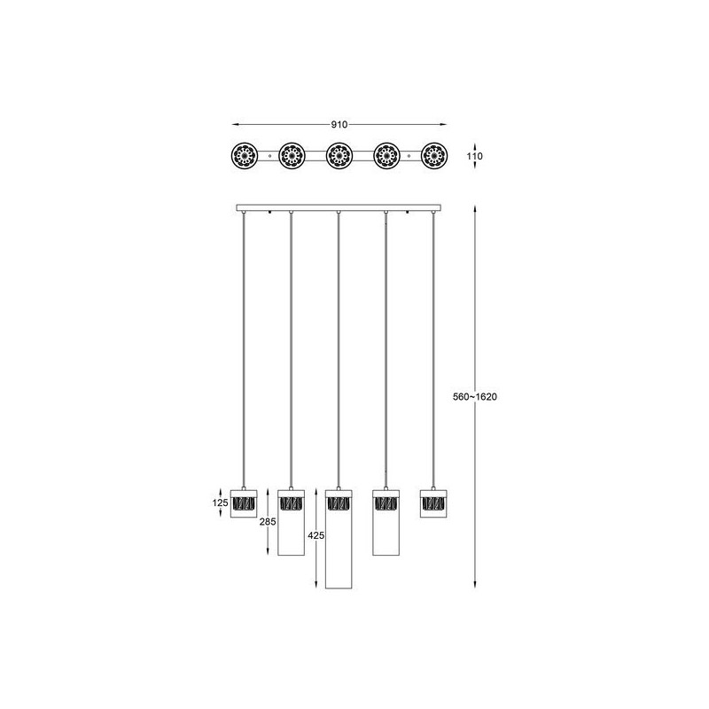 Lampe suspendue GEM 5xG9 - chrome / transparent Cristal