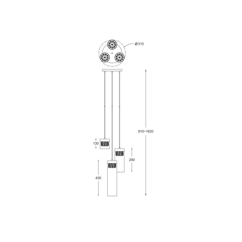 Lampe suspendue GEM R 3xG9 - chrome / transparent Cristal