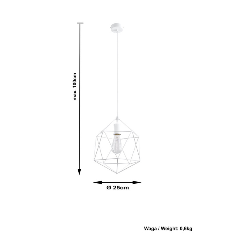 Suspension industrielle Design GASPARE E27 - blanc