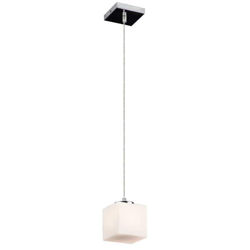 Suspension luminaire design CUBI G9 - chrome / opale