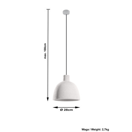 Luminaire Industriel Suspension DAMASO E27 - blanc / béton