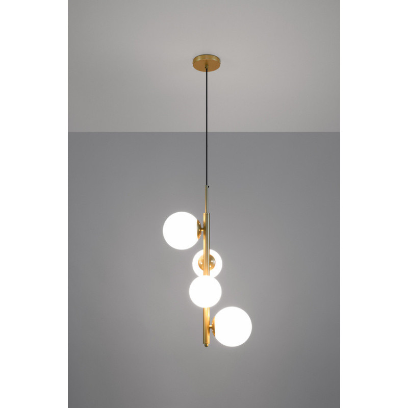 Suspension luminaire design CORDEL 4xG9 - laiton / blanc