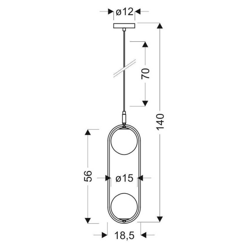 Suspension design CORDEL 2xG9 - noir / blanc