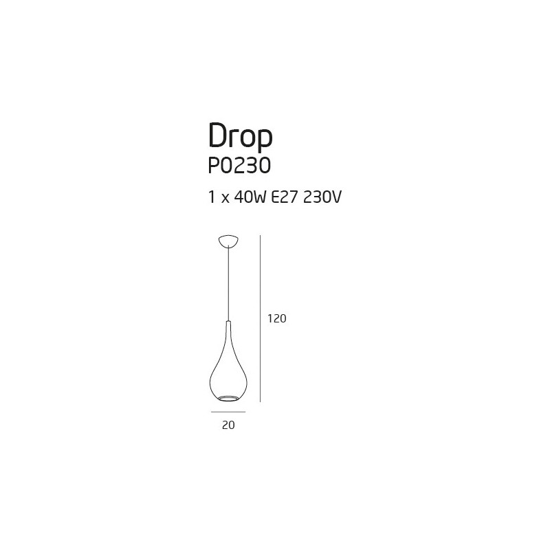 Lampe Suspendue design DROP E27 - chrome