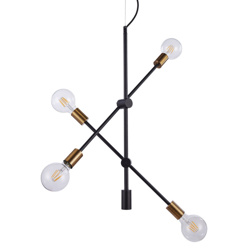 Suspension industrielle Design EDMOND 4xE27 - noir / or