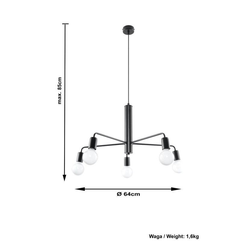 Suspension luminaire DUOMO 5 E27 - noir