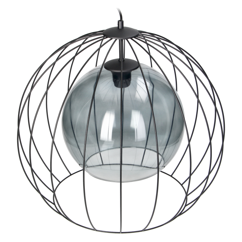 Suspension luminaire design DUNIA 500 1P E27 - noir / fumé