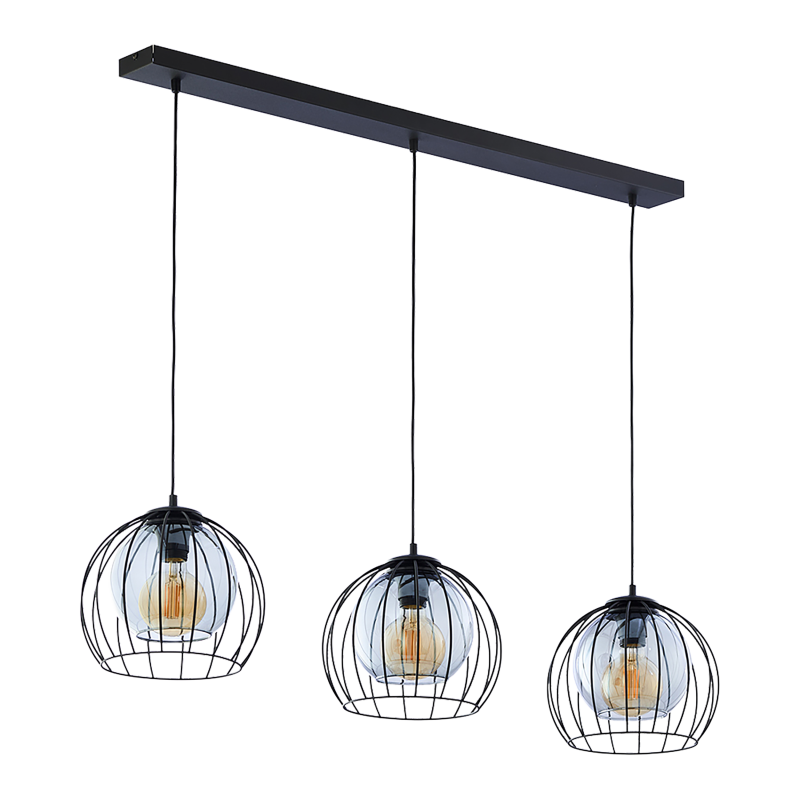 Suspension design DUNIA 3P 3xE27 - noir / fumé