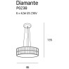 Lampe suspendue DIAMANTE 6xG9 - chrome / transparent Cristal