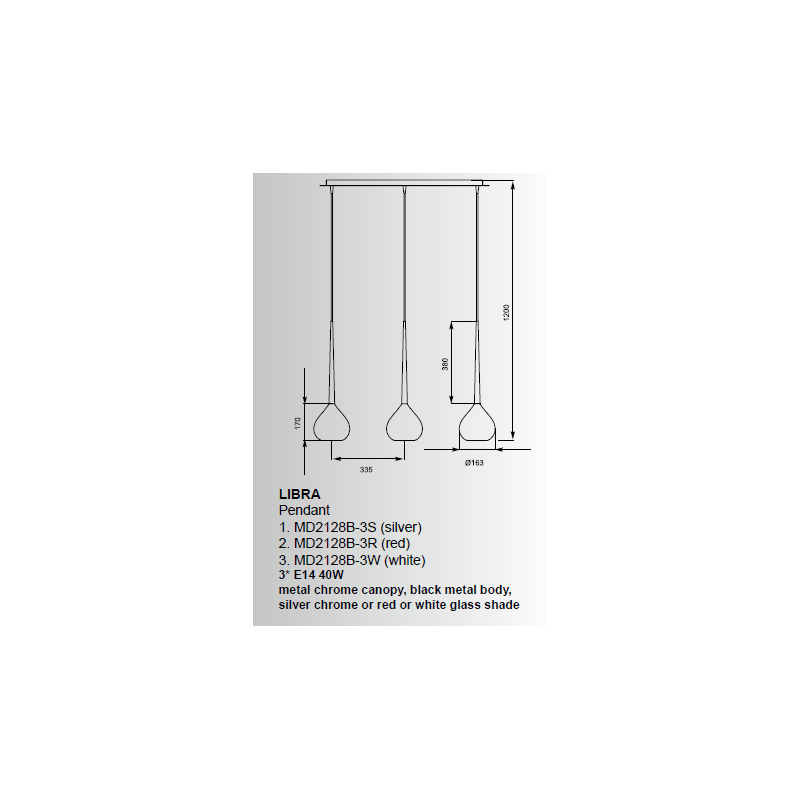 Lampe Suspendue design LIBRA 3xE14 blanc