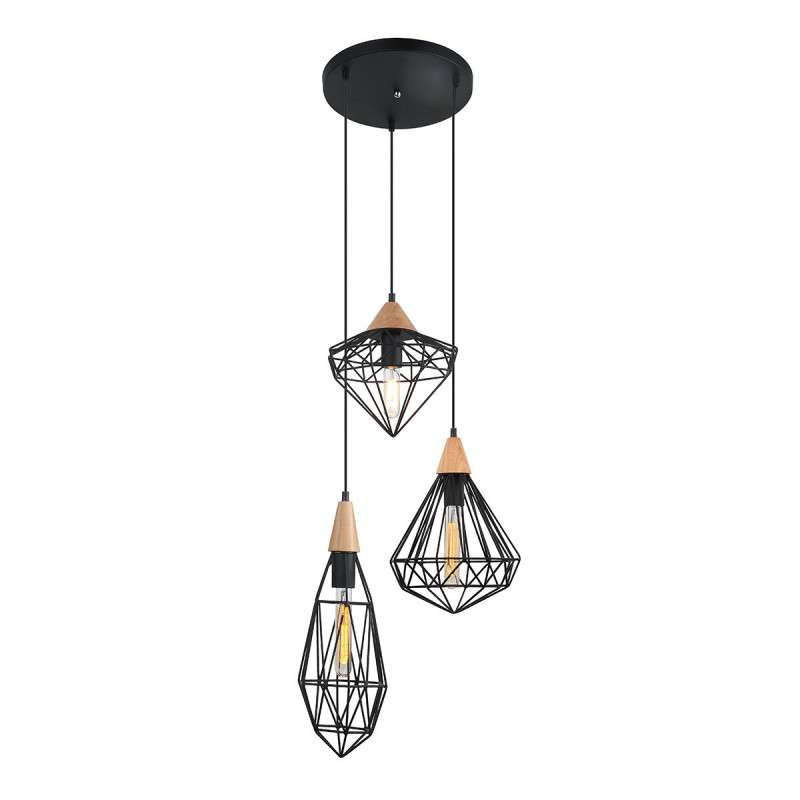 Lampe Suspendue industrielle LOFT MAELLE 3xE14 - noir / or sale