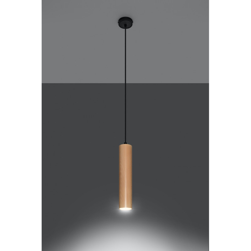 Suspension luminaire design LINO GU10 - noir / bois