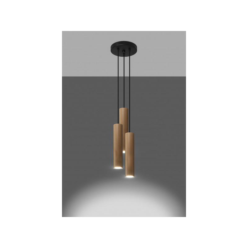 Suspension luminaire design LINO 3P 3xGU10 - noir / bois