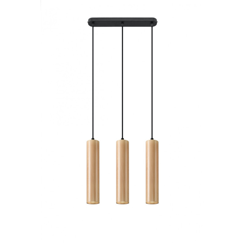 Lampe Suspendue design LINO 3 GU10 - noir / bois