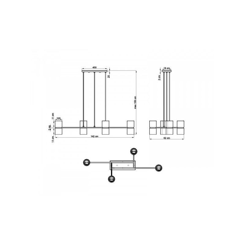 Suspension luminaire KUKKIA 4xGU10 ES111 - noir