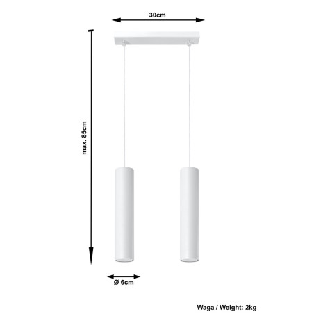 Lampe Suspendue design LAGOS 2 GU10 - blanc
