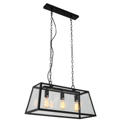 Lampe Suspendue industrielle LAVERNO 3 X E27 60W - noir mat