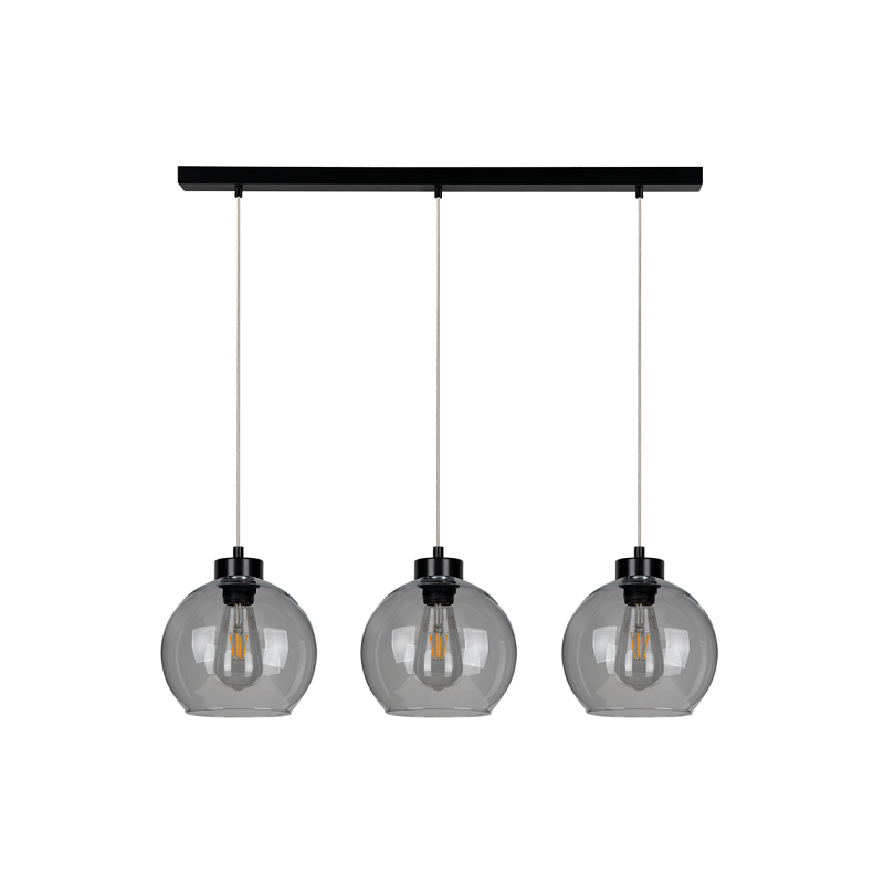 Suspension luminaire design LAGUNA bande 3xE27 - noir / fumé