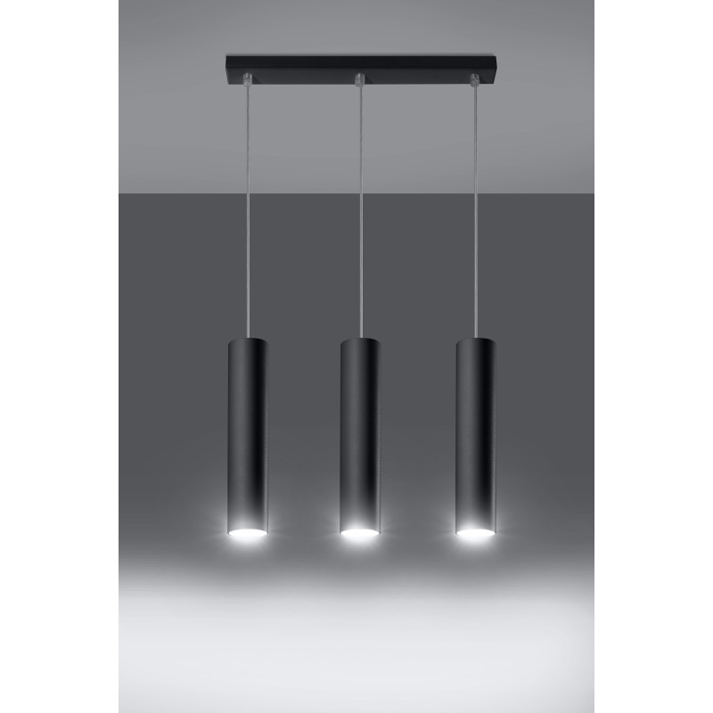 Suspension luminaire LAGOS 3 GU10 - noir