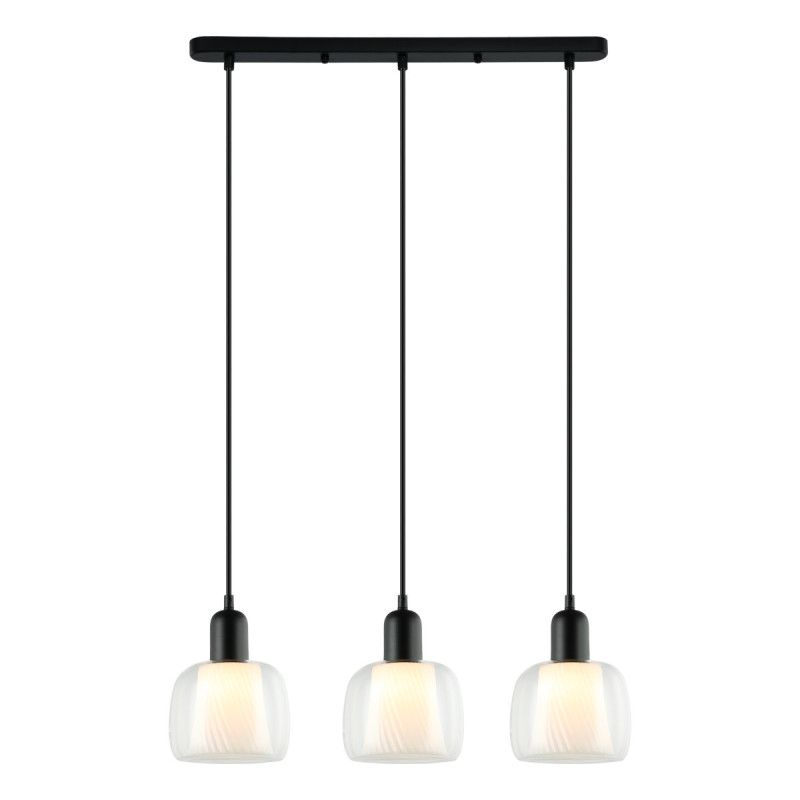 Suspension luminaire LAMEZIA 3xE27 - noir / transparent