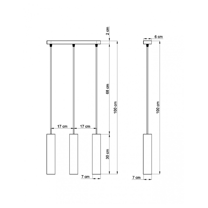 Suspension luminaire LUVO 3 GU10 - noir / gris