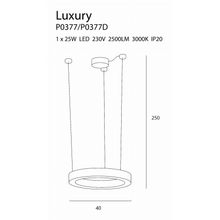 Luminaire Design suspendue LUXURY LED 25W 3000K DIM - or
