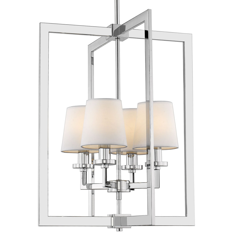 Suspension luminaire design LONDON 4xE14 - blanc / chrome