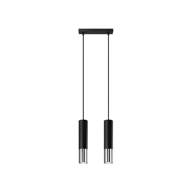 Suspension luminaire design LOOPEZ 2xGU10 - noir / chrome