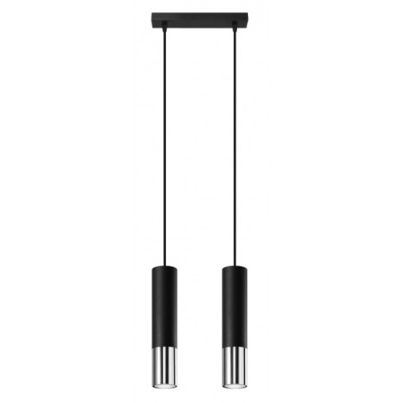 Suspension luminaire design LOOPEZ 2xGU10 - noir / chrome