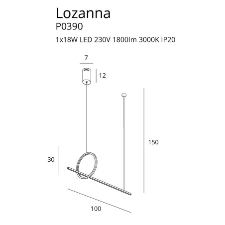 Luminaire Design suspendue LOZANNA LED 18W 3000K - or