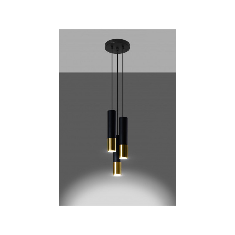 Suspension design LOOPEZ 3xGU10 - noir / or