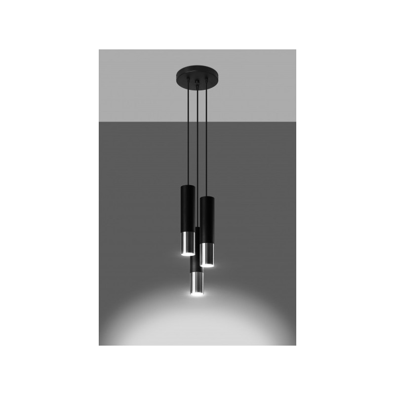 Suspension luminaire design LOOPEZ 3xGU10 - noir / chrome