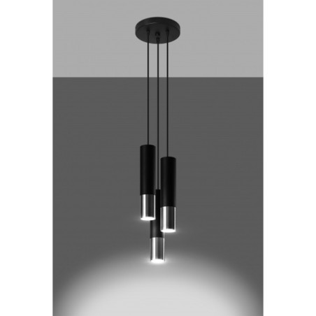 Suspension luminaire design LOOPEZ 3xGU10 - noir / chrome