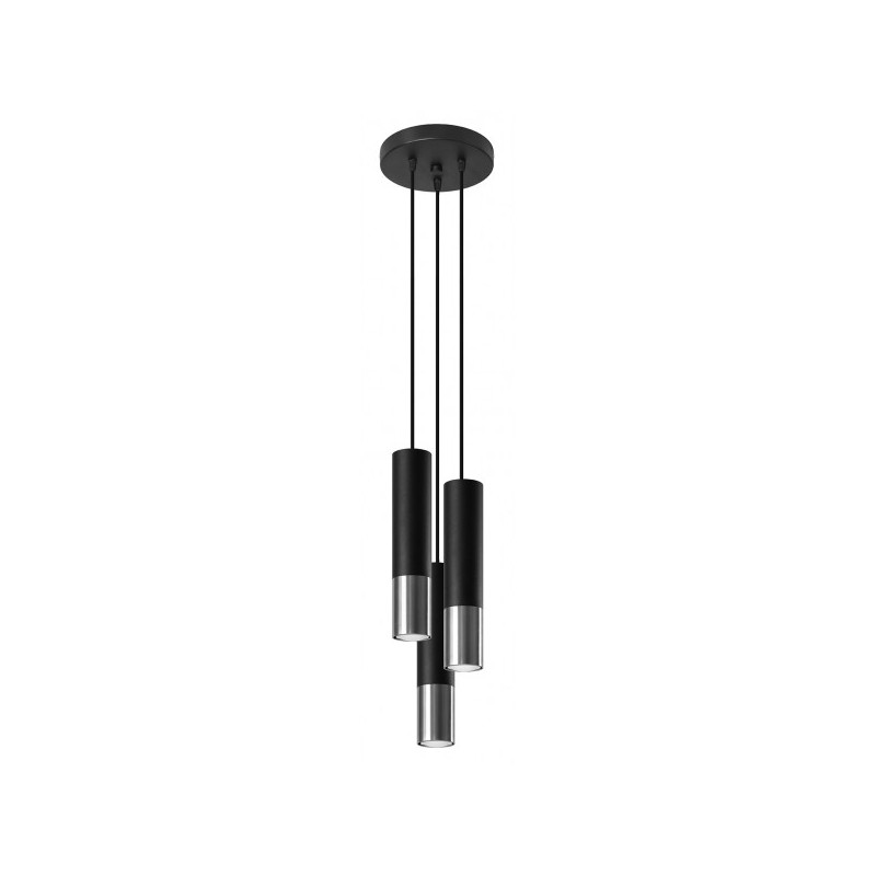 Suspension luminaire design LOOPEZ 3xGU10 - noir / chrome