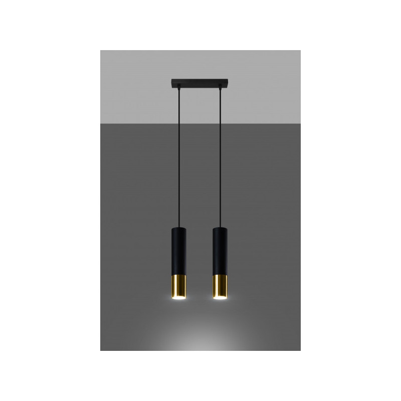 Lampe Suspendue design LOOPEZ 2xGU10 - noir / or