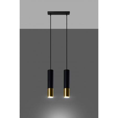 Lampe Suspendue design LOOPEZ 2xGU10 - noir / or